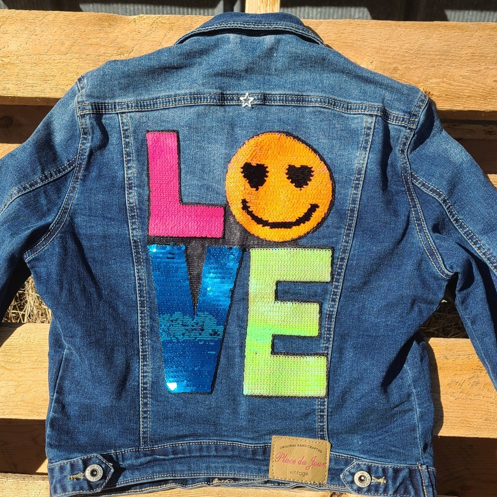 Sequin LOVE Denim Jacket S